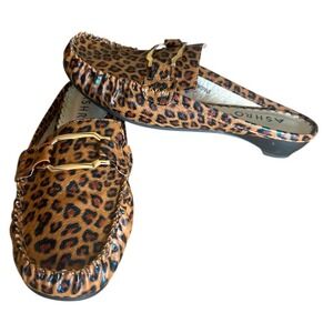 Ashro Shoes Womens Size 9 M Slide Moccasin Mules  Slip On Leopard W/gold Buckle